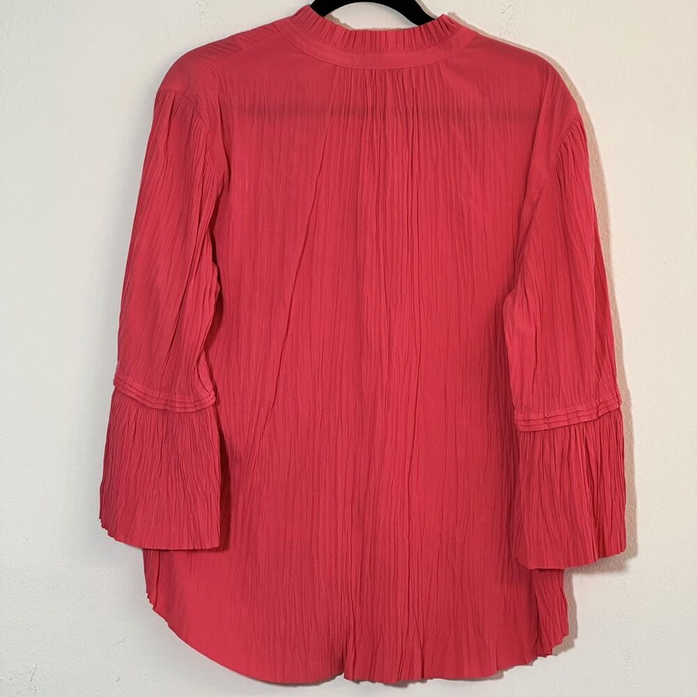 Chicos Flare Sleeve Blouse 16/3 crinkle, 3/4 sleeves, Dressy, Coral/Pink SPRING - Picture 2 of 8